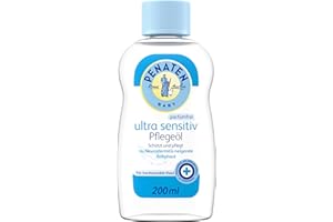 ‎PENATEN Penaten Ultra Sensitiv Pflegeöl 200 ml, schützendes Baby Massageöl und parfümfreies Babyöl für hochsensible, zu Neurodermitis neigende Babyhaut