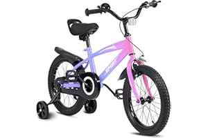 BODIOO Bicicletta per bambini 14 pollici, bicicletta per ragazzi e ragazze con ruote di supporto, telaio stabile, sedile regolabile, freno a contropedale e a mano, adatta per conducenti da 94 a 107 cm
