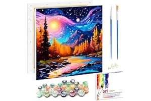 Viart Landscape Paint by Numbers for Adults with Frame,Landscape Paint by Numbers Canvas Kits,Paint by Numbers Adult Perfect for Gift Home Wall Decor(8x8inch)
