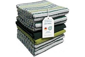 BOSKIMO Paños de Cocina Algodón Premium – Pack de 6 Trapos de Cocina Microfibra y Rizo, Trapos Cocina Algodón Absorbentes, Paños de Limpieza Aura Green