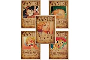 ZPPLD Poster Anime, One Piece Wanted 51,5 cm × 35,5 cm Grande,Manga Poster Vintage Papier Kraft - Enroulé dans un carton solide