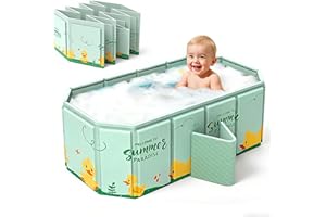 Vasca da Bagno Pieghevole per Bambini, Adatta da 0 a 8 Anni, Multiuso e Salvaspazio, Vaschetta Bagnetto Neonato Pieghevole con Tappo di Scolo, Vasca da Bagno Portatile per Bambini (blu)