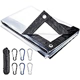 Wilxaw Abdeckplane Wasserfest, Schutzplane Garten Wasserdicht Reißfest mit Seil 5m & Karabiner 6er (3x2m)