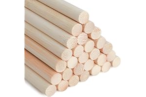 SOSMAR 30Pcs Bamboo Dowel Rods 30CM/11.8 inch x 10 MM, Wooden Dowels, Unfinished Natural Wooden Sticks for Crafting Projects, Art Projetcts, DIY Paint Stirrer Sticks