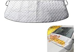 jokormo 1 PC Car Leaf Guard, 66.9x17.7 Inches Front Car Windshield Snow Cover, Four Seasons Easy Storage Anti-Bird and Anti-Leaves Sunshade, Suitable for Most Cars (Silver)