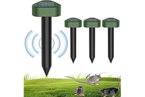 BOJYS Solar Ultrasónico Ahuyentador de Topos 4 Piezas, Impermeable Repelente para Ratas Ultrasónico Solar Se Utiliza para Repeler Topos, Topillos, Serpientes y Lagartos Protege el Césped y Los Jardines