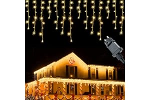 MOLVCE EisRegen łańcuch świetlny na zewnątrz, 10 m, 400 diod LED, łańcuch świetlny z timerem, 8 trybów pracy, funkcja pamięci + zasilanie prądem, sople lodu, dekoracja na Boże Narodzenie, wesele, Halloween,