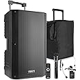 VONYX VSA700-BP Portable PA System with Wireless Microphone, Headset & Speaker Cover - 1000W Battery Powered Speaker for DJs, Karaoke & Events