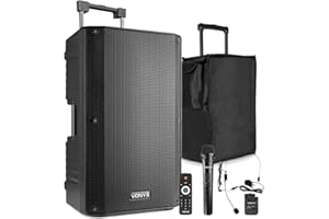 VONYX VSA700-BP Portable PA System with Wireless Microphone, Headset & Speaker Cover - 1000W Battery Powered Speaker for DJs, Karaoke & Events