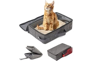PMUEUFF Bac Litiere pour Chat Portable et Pliable avec Couvercle, Maisons de Toilette pour Chats 40 x 30 cm avec Tamis et Zip, Litiere de Voyage pour Chat en Tissu Oxford, Le Camping, Facile à Nettoyer