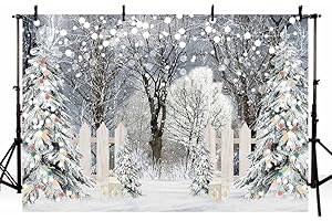 AIBIIN 7x5 pies Telón de Fondo de fotografía de Navidad, Bosque de Nieve Brillante, árbol de Navidad, Fondo de Vacaciones para niños, Fiesta Familiar, Retrato decoración de Pancarta de Fotos