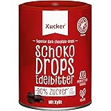 Xucker Schoko-Drops Edelbitter mit Xylit - Schokolade Zuckerersatz -Vegane Schokodrops -Zuckerreduzierte Süßigkeiten zum Back
