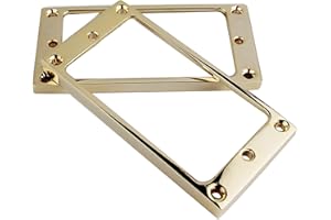 Guyker Flat Metal Humbucker Pickup Mounting Ring Set - Bridge Neck Pickups Cover Frame Replacement Part for Electric Guitar or Precision Bass(2PCS, Golden)