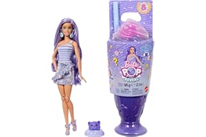 Barbie Pop Reveal Serie Set aus Modepuppe und Zubehör, Treat-Serie, Donut Dreams Design mit Haustier, 8 Überraschungen inklusive Farbwechsel, JFY60