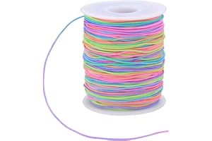 XIAOMOYU Elastic Cord, Beading Cords Threads, Rainbow Color Stretch String Cord, Fabric Crafting String for Bracelet, Jewelry, Necklace, Craft Making, Braided Hair Tie, Pony Beads(1mm, 100m)