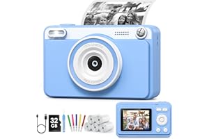 GREENKINDER Camara Fotos Infantil Instantanea,HD/1080P Cámara Instantánea para Niños con Tarjeta de 32GB y 5 Rollos de Papel Térmico,Camara Fotos Infantil Regalos de Juguete para Niños de 3 a 12