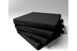 Market-Alley Stuhlkissen Sitzkissen mit Bänder für Gartenstuhl, Küche oder Esszimmerstuhl Stuhlauflage (124 Schwarz 40x40x4cm - 4er Set)