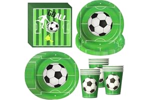 PYAILI Set 52 pezzi tema calcio Piatti, bicchieri e tovaglioli per feste a tema football, per 16 ospiti