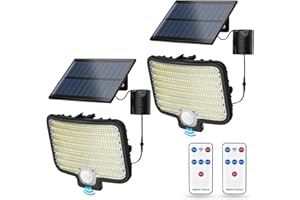 MUEZDUR Outdoor Solar Light, Solar Security Lights Motion Sensor Light and Separate Panel, 231 LED Solar Powered Pir Wall Lights Floodlight for Yard, Garden, Garage, Front Door (2 Pack)