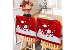 Shrubz 6 Fundas de Navidad para Respaldo de Silla, Fundas de Silla de Papá Noel, Navidad Decoración Fundas Protectoras, Decoraciones Navideñas para Cocina, Restaurante, Mesa de Comedor