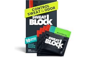 SweatBlock Clinical Strength Deodorant Antiperspirant Wipes - Treat Hyperhidrosis & Excessive Sweat - Men Women & Teens - 7 Days of Sweat Protection Per Wipe - Dermatologist Tested Unscented 10 ct
