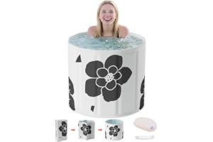 NARRA Vasca da bagno Portatile per Adulti - Vasca da Bagno Freestanding con Doccia Spa, Termoregolazione Ghiaccio/Caldo,Ideale per SPA Domestica e Viaggio- Versione Compact 70x65 cm Nero