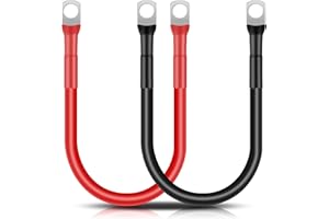 QIMEI-SHOP 2 Stück Batteriekabel 30cm 25mm² Auto Batterie Kabel 12V 3WAG Kupferkabel mit M8 Ringklemmen für LKW Motorrad Solar Marine Schwarz Rot