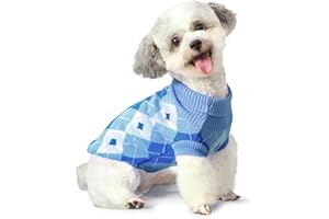 7CDXD Dog Jumpers, Dog Jumpers Small, Dog Sweater, Puppy Jumpers For Small Dogs, Dog Clothes for Puppy Yorkie Chihuahua Warm Sweater Winter Clothes（S Back Length:10"/Blue)