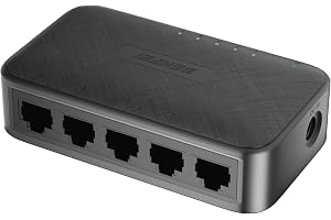 BENFEI Gigabit Ethernet Switch 5 Portar, Ethernetsplitter, Plug & Play ohanterad, fläktlös (Router, NAS, Laptop)