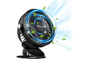 TechFronton Ventilateur de Table Silencieux, 7,5"/180mm USB Ventilateur de Bureau, Puissance éolienne élevée avec Pince pour Bureau, Chambre à coucher (Sans-piles)