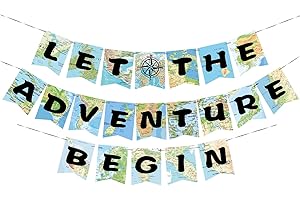 WERNNSAI Bon Voyage Party Decorations - World Map Pennant Let The Adventure Begin Bunting Banner for Retirement Graduation Travel Themed Party Co-worker Moving Away Baby Shower Birthday Party Supplies