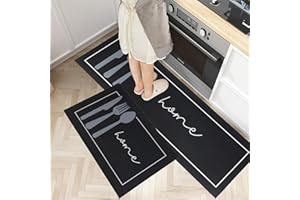 7VSTOHS 2 Pieces Kitchen Mat Sets Non slip Washable, Anti Fatigue Kitchen Mat for Hallway, Dining Room and Entryway and Home Decoration Office, 43x75+43x120cm
