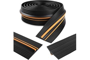 LEFUNOM Joint de porte de garage Joint de seuil de porte de garage en caoutchouc Joint de sol étanche Bandes d'étanchéité pour garages Entrepôts (90mm×12mm×3m, noir)