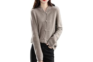 Alloaone Cárdigan De Lana para Mujer Chaqueta De Cachemira Tejida con Cuello Medio Alto Informal