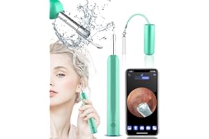 Otoscopio USB,OVIFM HD 1080P Mini Endoscopio Wifi con 6 Luci a LED,Rimozione di Cerume con Telecamera,Portatile Otoscopio Android/Iphone,Impermeabile IP67 con Kit Rimozione Del Cerume da 8 Pezzi-Verde