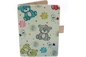 OXROSE Porta Libretto Sanitario Neonato - Motivo Orsetto - Formato A5 15x20 Cm - Alette Per Riporre Prescrizioni y Documenti