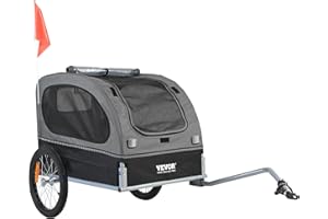 VEVOR Dog Bike Trailer, Supports up to 66/88/100 lbs, Pet Cart Bicycle Carrier, Easy Folding Frame with Quick Release Wheels, Universal Bicycle Coupler, Reflectors, Flag, Collapsible to Store