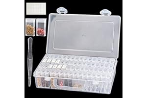 GAESHOW 64 Ranuras Caja de almacenamiento de semillas, Organizador de Cuentas, Cajas de Almacenamiento de Pintura de Diamantes con Etiquetas Adhesivas, para Semillas de Flores, Semillas de Vegetales