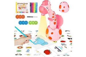KETIEE Proyector de Dibujos para Niños,Juguete de Dibujo con Proyector de Arte Juego de Mesa de Dibujo Educativo de Proyección de Aprendizaje Proyector Inteligente para Niños Niñas 3-6 Años,Rosado