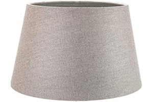 Classic 10 Inch Grey Linen Fabric Drum Table/Pendant Lamp Shade 60w Maximum by Happy Homewares