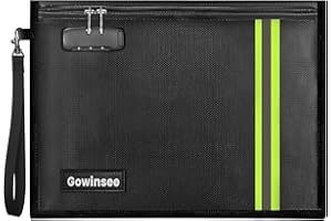 GOWINSEE Verbessert Feuerfeste und Wasserdichte Tasche Aktentasche mit Schloss (38x28cm) Mehrschichtig Glasfasermaterial, Feuersichere wasserdichte Aktentasche für A4/A5 Dokumente