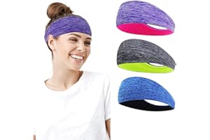 LINLOOK Sports Headbands for Men and Women - Wide Hair Sweat-band for Fitness Running, Jogging,Yoga, Walking, Cycling,Workout
