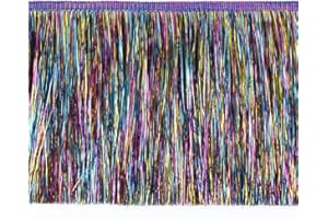 Yalulu 10 Meters Sequins Fringe Trim, Tinsel Fringe Trim, Metallic Lace Tassel Fringe Trimming for DIY Clothing Latin Decoration (Multicolour)