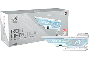 ASUS ROG Herculx Supporto per Scheda Grafica, Montaggio Senza Attrezzi, Comoda Livella Integrata, Struttura in Lega Di Zinco, Altezza Regolabile da 72 a 128mm, Aura Sync, Bianco