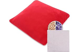 ICEHOF Cojín de huesos de cereza con lavanda, suave funda extraíble y lavable. Cojín de calor para microondas, cojín térmico de calor duradero (mediano (cuadrado))
