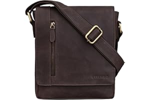 STILORD 'Easton' Kleine Messenger Bag Echt Leder Vintage Umhängetasche im Hochformat 10,1 Zoll Tablet Tasche für iPad DIN A5 Schultertasche Echtleder, Farbe:muskat - braun