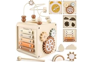 Vanplay Cube d'Activité Bébé Motricité Jeux Montessori 2 3 Ans Parcours Jouet Enfant Cadeau Noel et Anniversaire pour Garçons Filles
