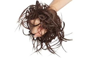 SEGO Messy Postiche Chignons Scrunchie Queue de Cheval Volumateur Chouchou Updos Fibre Synthétique Scrunchie Rajout Cheveux a Froid Extension Cheveux - Marron Chocolat