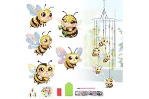 Lxmsja Diamond Painting Carillon a Vent Exterieur, 5D DIY Abeille Diamond Painting Enfant Adulte, Broderie Diamant Kit Complet, Peinture Diamant Enfant Filles Adultes Cadeau Fille 8-12 ans
