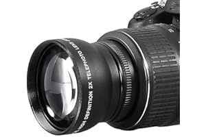 ASHATA Teleobiektyw 52 Mm 2X, Dwukrotnie Większy Zoom, Wodoodporny, Odporny na Zarysowania, Olejoodporny, Lekki i Przenośny - Kompatybilny z Aparatami z Mocowaniem 52 Mm - Przedni Gwint